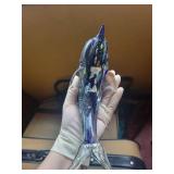 Dolphin Glass Sculpture - Blue Murano-Style with Multicolor Inclusions