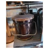 2 Brown Glazed Stoneware Crock Jar with Lid - Wire Bail Handle