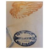 Stoneware Jug Cream Glaze with Wing Motif & Blue Oval Stamp - Vintage Ceramic Decor