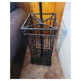 Vintage Black Metal Coat Rack Floor Stand with Curved Hooks - Geometric Base