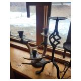Vintage Wrought Iron Candlestick Holders - Scrollwork Candle Stands