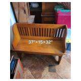 Wood Hall Bench With Slatted Back - 37 x 15 x 32 In