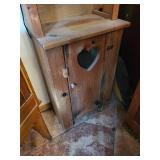 Pine Wood Tall Cabinet with Open Shelves & Heart Mesh Door - 17 x 12 x 67