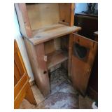 Pine Wood Tall Cabinet with Open Shelves & Heart Mesh Door - 17 x 12 x 67