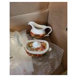 Nutcracker Holiday Plate & Crystal Glassware with Autumn Harvest Creamer & Sugar Set