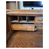 Oak Roll-Top Desk with Hutch & Side Pedestals - Vintage Wood Office