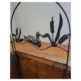 Wrought Iron Corner Plant Stand - Arch Top with Leaf Motifs, 2-Tier