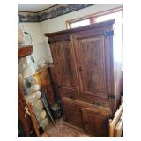 Antique Rustic Pine Armoire Cabinet - 42 in W x 23 in D x 71 in H