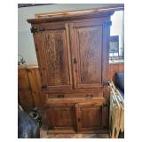 Antique Rustic Pine Armoire Cabinet - 42 in W x 23 in D x 71 in H