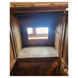 Antique Rustic Pine Armoire Cabinet - 42 in W x 23 in D x 71 in H