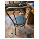 Vintage Tubular Metal Dining Chair - Blue Vinyl Seat