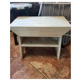 Farmhouse Decor Set: Pear-Top Round Stool, White-Washed Storage Bench, Rolling Laundry Hamper