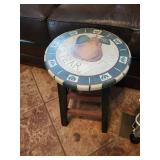 Farmhouse Decor Set: Pear-Top Round Stool, White-Washed Storage Bench, Rolling Laundry Hamper