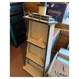 Lighthouse Motif Display Case - 46in Tall, Speckled Beige with Navy Trim