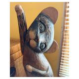 Hand-Carved Wooden Cat Figurine - Folk Art Sculpture