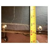 Vintage Black Faux Leather 4-Drawer Luggage-Style Chest with Riveted Edges