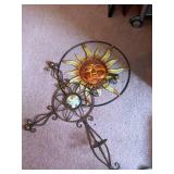 Sun Face Metal Wall Art - Circular Frame with Sun Rays & Scrollwork