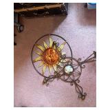 Sun Face Metal Wall Art - Circular Frame with Sun Rays & Scrollwork