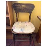 Vintage Wooden Chair with Cushioned Seat