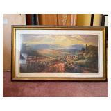 Framed Landscape Print - Vineyard Hillside Scene with Farmhouse