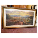 Framed Landscape Print - Vineyard Hillside Scene with Farmhouse