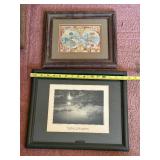 Framed World Map Print & Nature Untouched Print (Lot of 2)