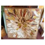 Framed Abstract Floral Painting - Large Square Canvas Artwork