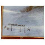 Framed Winter Landscape Print - Horseback Riders in Snow