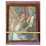 Framed Painting - Two Girls at Piano, Music Lesson Scene