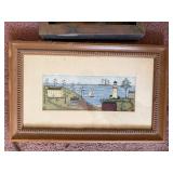 Framed Wall Art Set - Coastal Lighthouse Print & Inspirational Quote Shadowbox