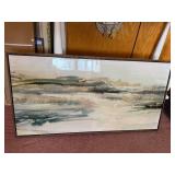 Framed Abstract Seascape Painting with Gold Leaf Accents - Wall Art