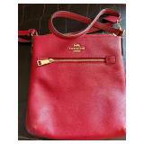 COACH Red Pebbled Leather Crossbody Bag - Gold Hardware