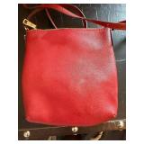 COACH Red Pebbled Leather Crossbody Bag - Gold Hardware