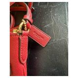 COACH Red Pebbled Leather Crossbody Bag - Gold Hardware