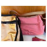 LeSportsac Gold Metallic Tote, Pink Shoulder Bag & Burgundy Croc Satchel