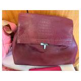 LeSportsac Gold Metallic Tote, Pink Shoulder Bag & Burgundy Croc Satchel