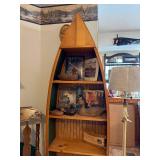 Boat-Shaped Display Shelf With Decor & Hunting Magazines (Duck Decoys NOT Included)