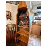 Boat-Shaped Display Shelf With Decor & Hunting Magazines (Duck Decoys NOT Included)