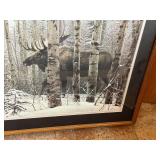Moose in Birch Forest Framed Wildlife Art Print