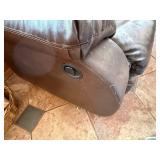 Leather Reclining Sofa, Brown - 3-Seater with Padded Arms