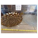 Gold-Tone Pierced Bowl with Multicolor Gem Inlays & Frosted Glass Pine Tree Plate