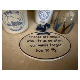 Wisconsin Homestead Canister Set With Blue Bottle Jug, Geometric Vase & Inspirational Plaque