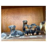 Dog Figurine Set with Rottweiler Mug - Great Dane, Dachshund & Poodle Figures