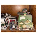 Department 56 Holiday Village Pieces including Harley-Davidson Tin Motorcycles & Rollorama Village Snow Scene