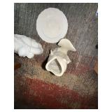 White Ceramic Fish & Dragon Figurines Set with Shell Plate - 3-Piece