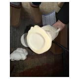 White Ceramic Fish & Dragon Figurines Set with Shell Plate - 3-Piece