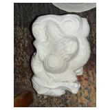 White Ceramic Fish & Dragon Figurines Set with Shell Plate - 3-Piece