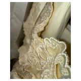 Ivory Lace Wedding Dress with Beading - Satin-Lined Gown for Brides, Vintage-Inspired