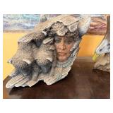 Native American Busts Totem Set (Lot of 4) - Hand-Painted Resin Sculptures