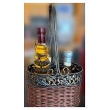 Sunbonnet Sugar Tin, Red Farmers Market Bucket & Wire Basket (Lot of 3)